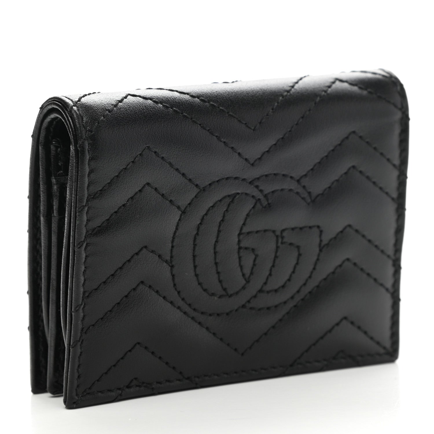Gucci Calfskin Matelasse GG Marmont Card Case Wallet Black 3 of 7