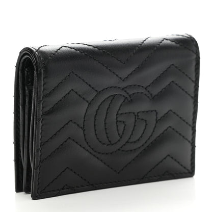 Gucci Calfskin Matelasse GG Marmont Card Case Wallet Black 3 of 7