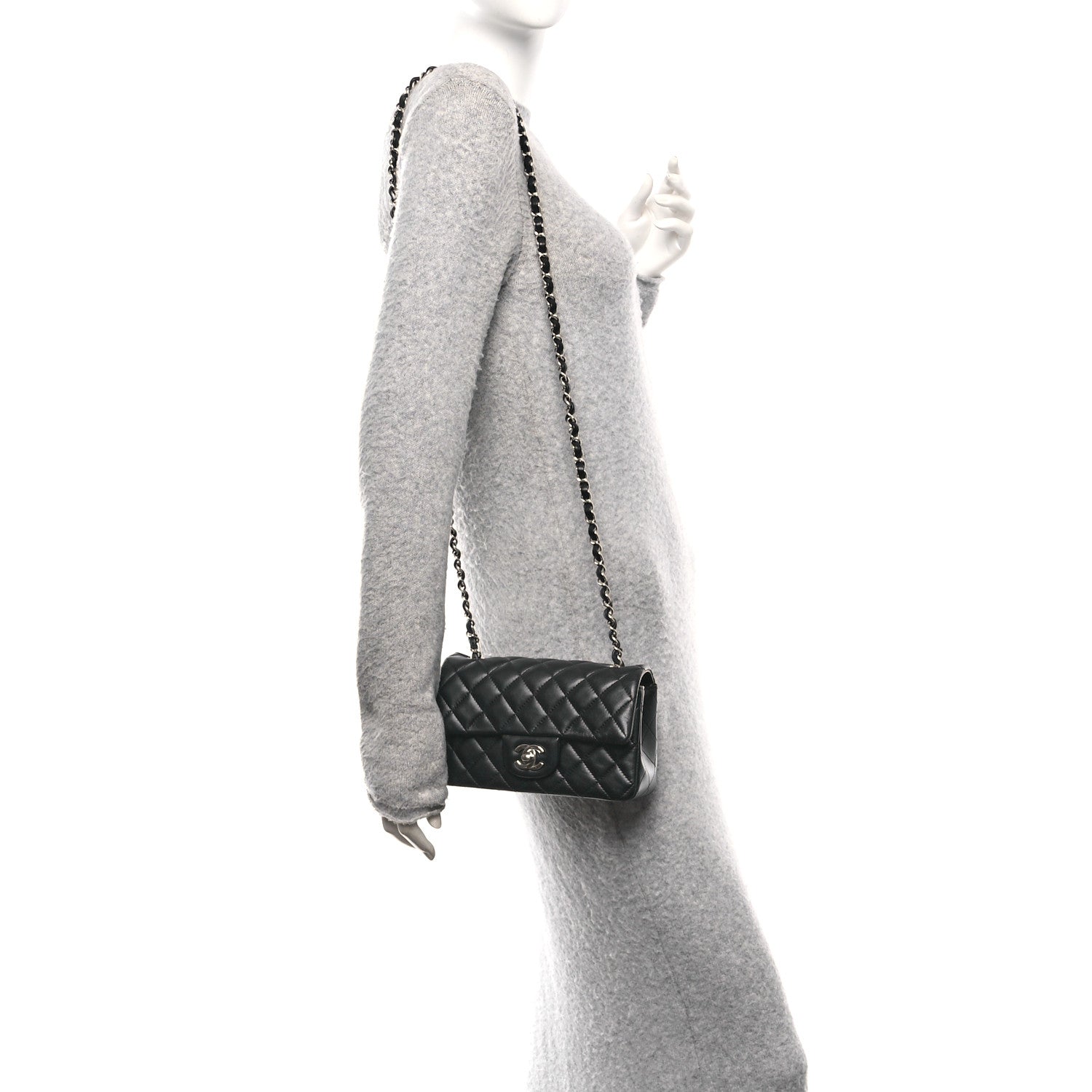 Chanel Lambskin Quilted Mini Rectangular Flap Black 2 of 10