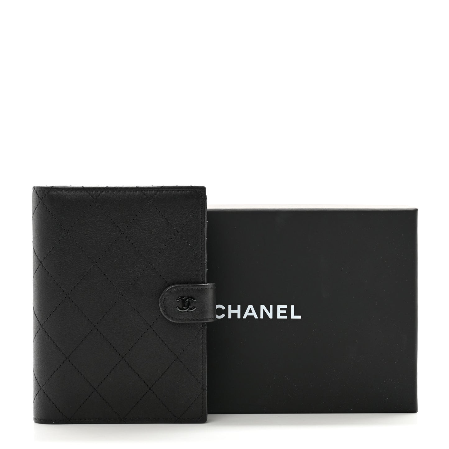 Grained Calfskin Quilted passport Holder Wallet So Black