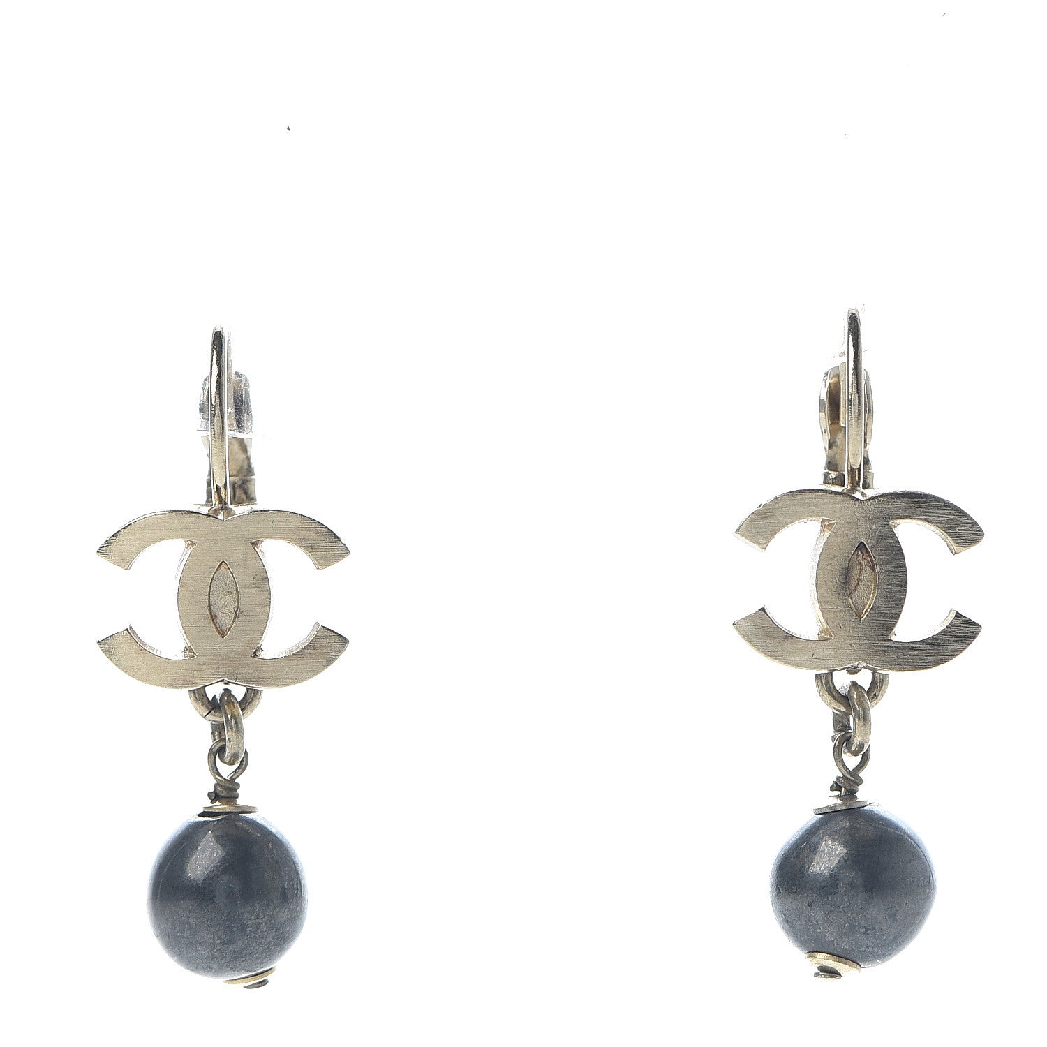 Chanel Bead CC Dangle Earrings Gold 1 of 5