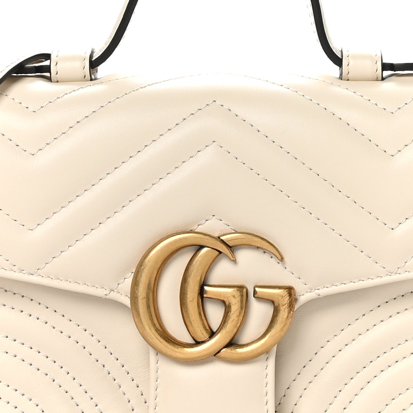 Calfskin Matelasse Mini GG Marmont Top Handle Shoulder Bag White