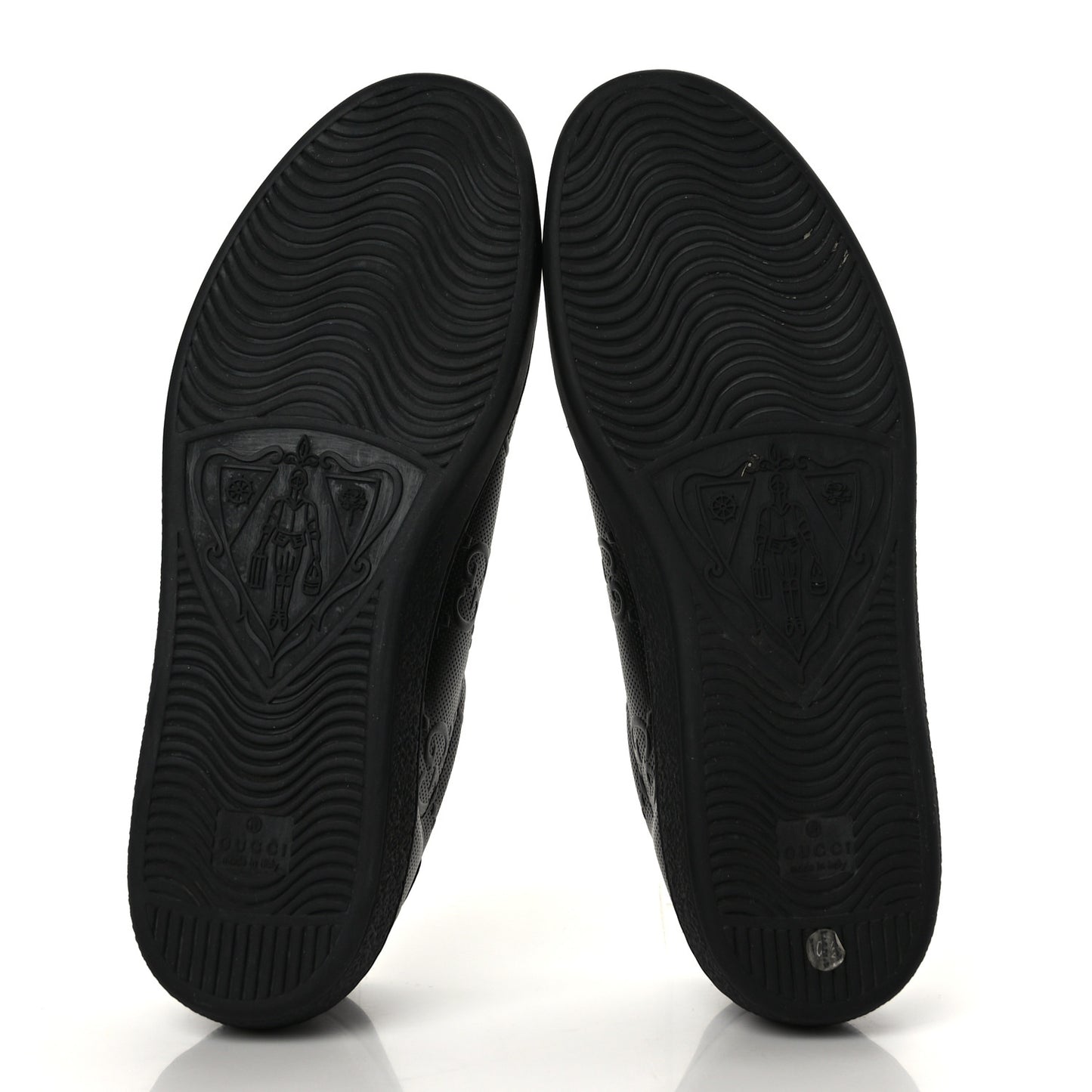 Calfskin GG Tennis Embossed Mens Ace Sneakers 10.5 Black