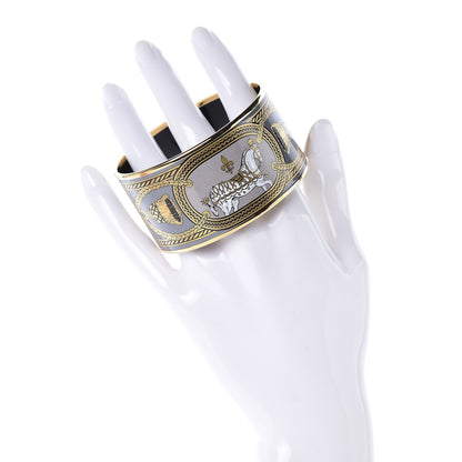 Hermes Enamel Printed Extra Wide Grand Apparat Bracelet 62 2 of 6