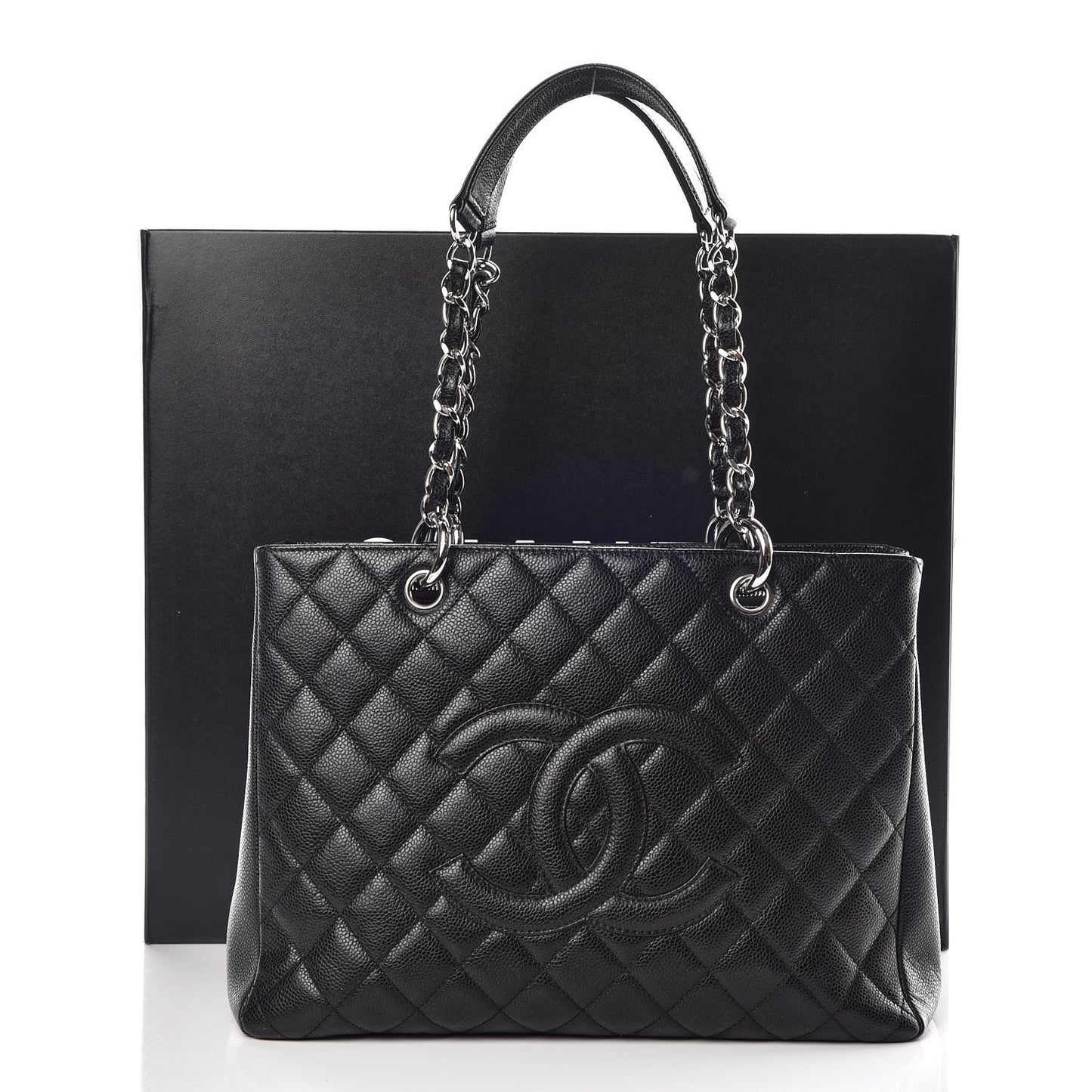 Caviar Quilted Grand Shopping Tote GST Black