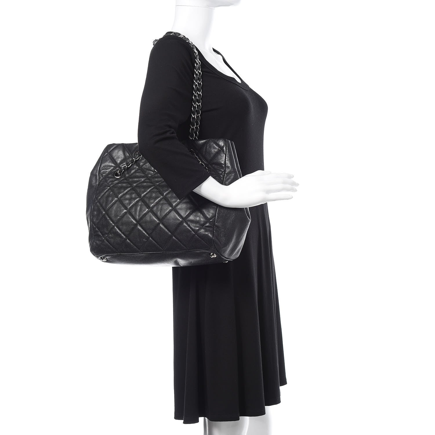 Chanel Soft Caviar Quilted Large Cells Tote Black 2 of 13