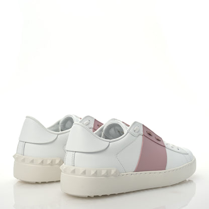 Valentino Garavani Calfskin Rockstud Open Sneakers 38.5 White Lipstick 4 of 10