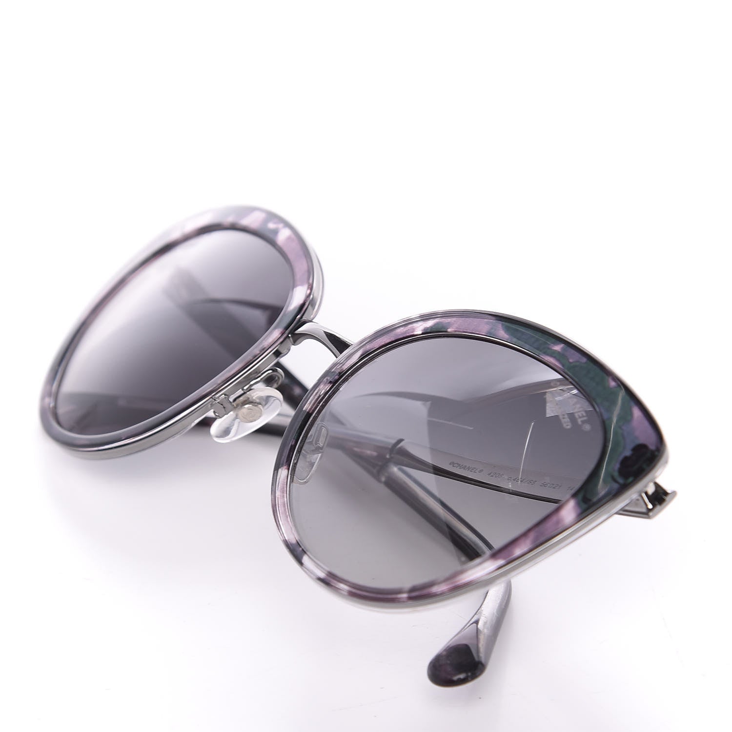 Chanel Polarized Metal Cat Eye Sunglasses 4208 Silver 7 of 8