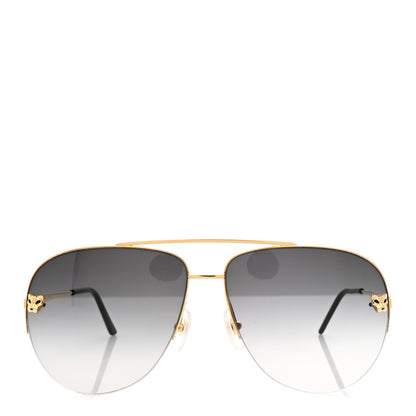 Cartier Santos de Cartier Aviator Sunglasses CT0065S Gold Black 2 of 7