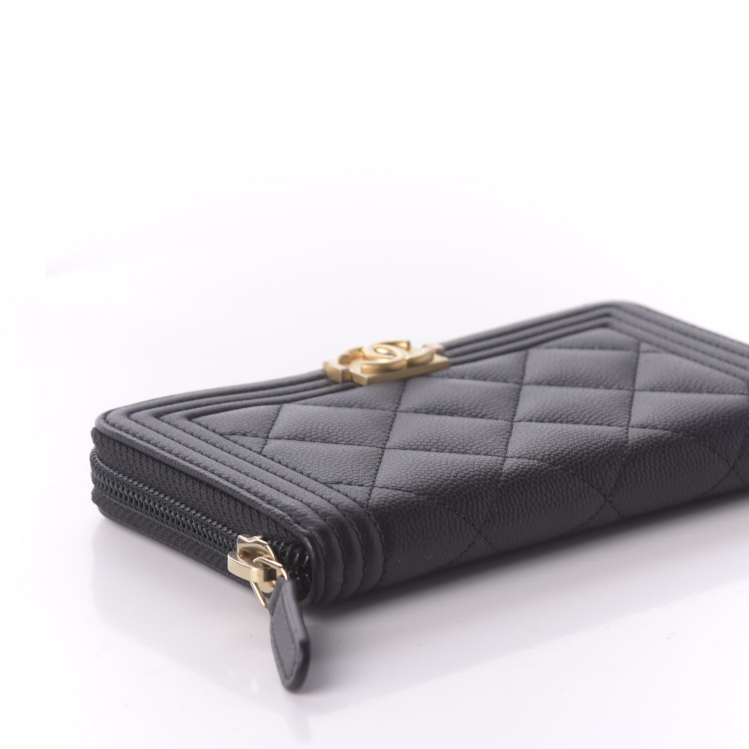 Chanel Caviar Quilted Small Boy Zip Around Wallet Black 5 of 10