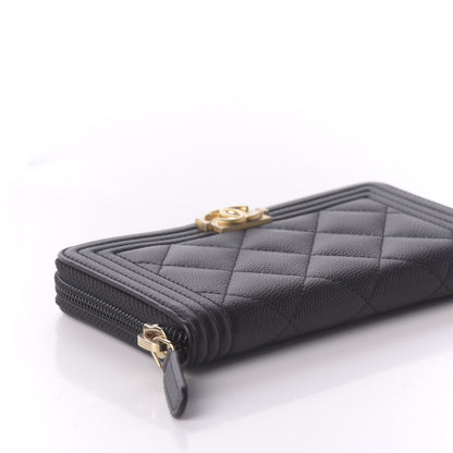 Chanel Caviar Quilted Small Boy Zip Around Wallet Black 5 of 10