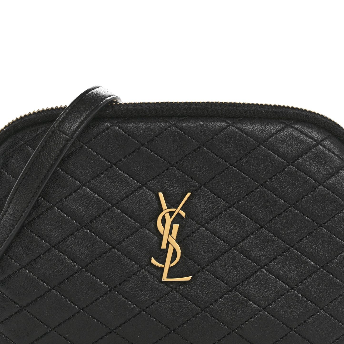 Lambskin Quilted Gaby Zipped Pouch Black