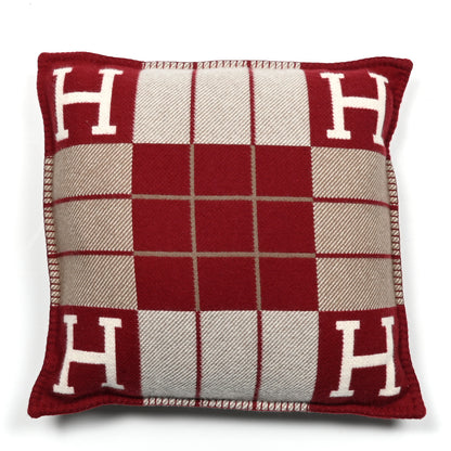 Hermes Wool Cashmere Avalon III Pillow PM Ecru Rouge 1 of 3