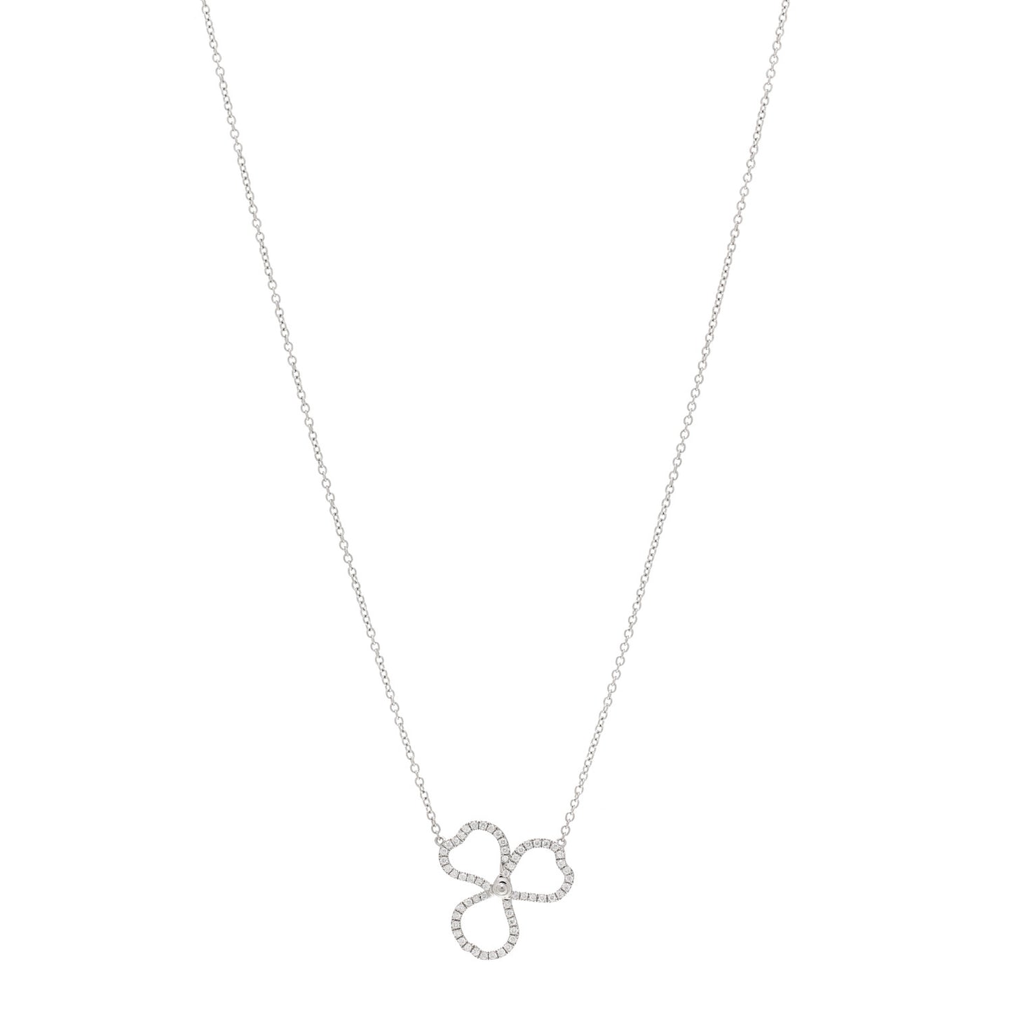 Platinum Diamond Small Paper Flowers Pendant Necklace