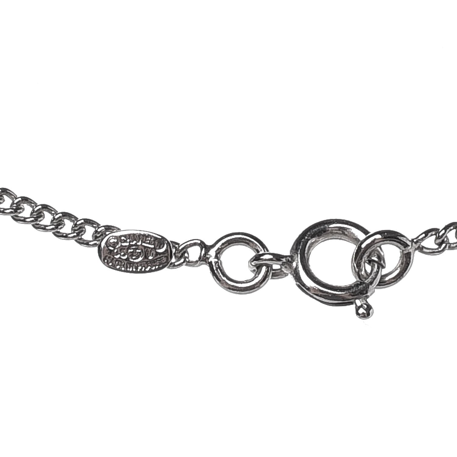 Chanel Crystal CC Pendant Necklace Silver 5 of 5