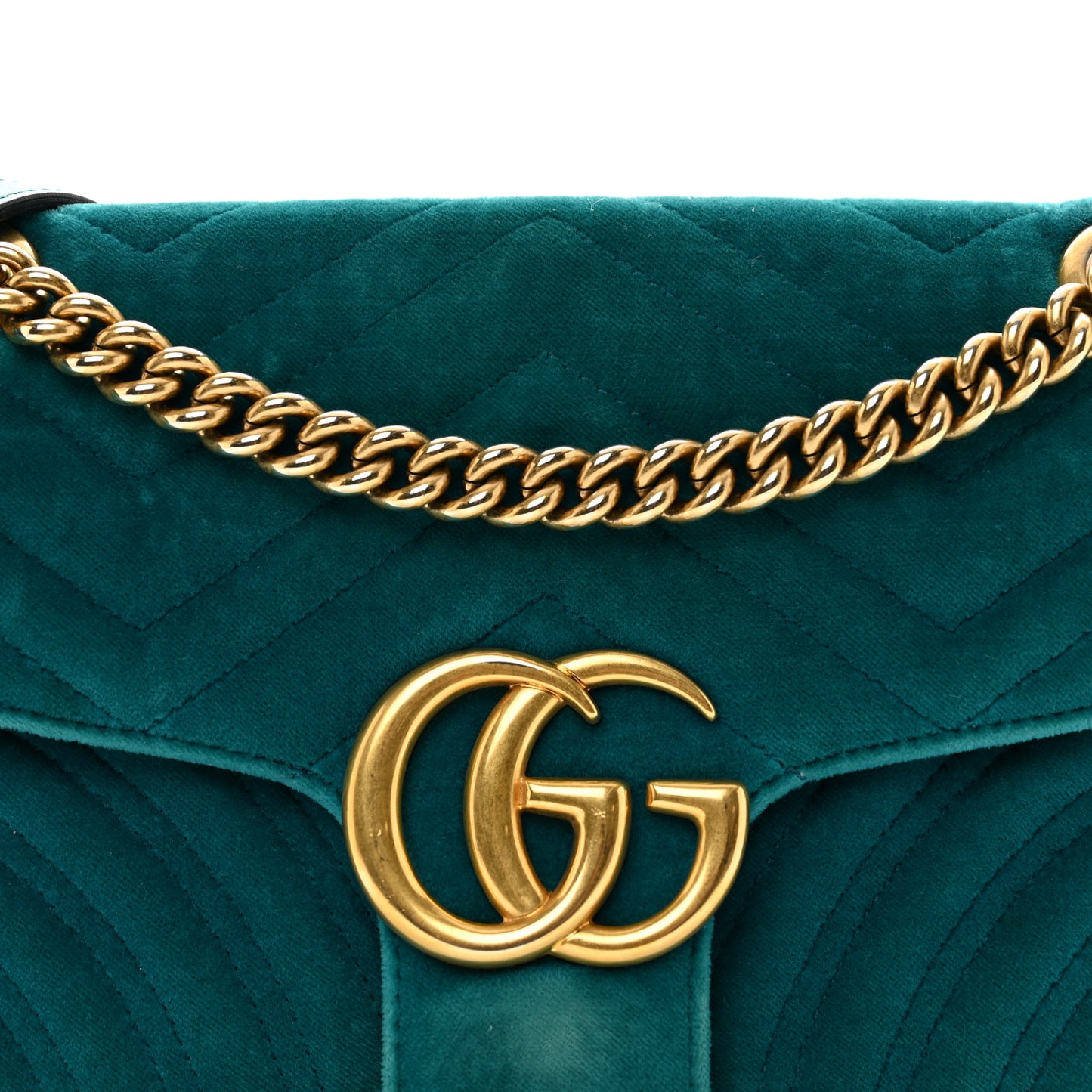 Velvet Matelasse Small GG Marmont Shoulder Bag Pavone Cyan