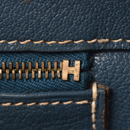 Hermes Taurillon Clemence Birkin 35 Bleu Thalassa 16 of 44