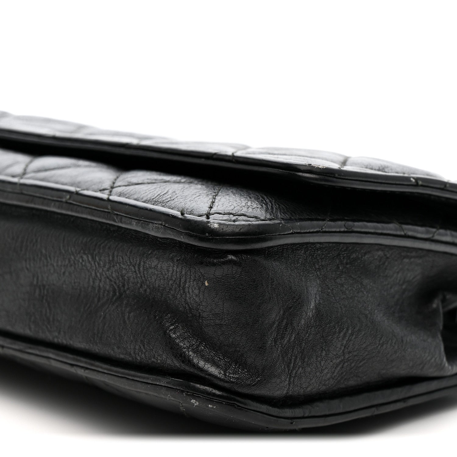 Chanel Crumpled Calfskin Quilted Wallet On Chain WOC So Black 11 of 17