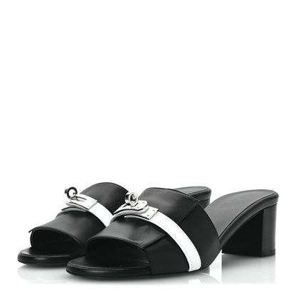 Hermes Calfskin Gigi 50 Sandals 37 White Black 4 of 14