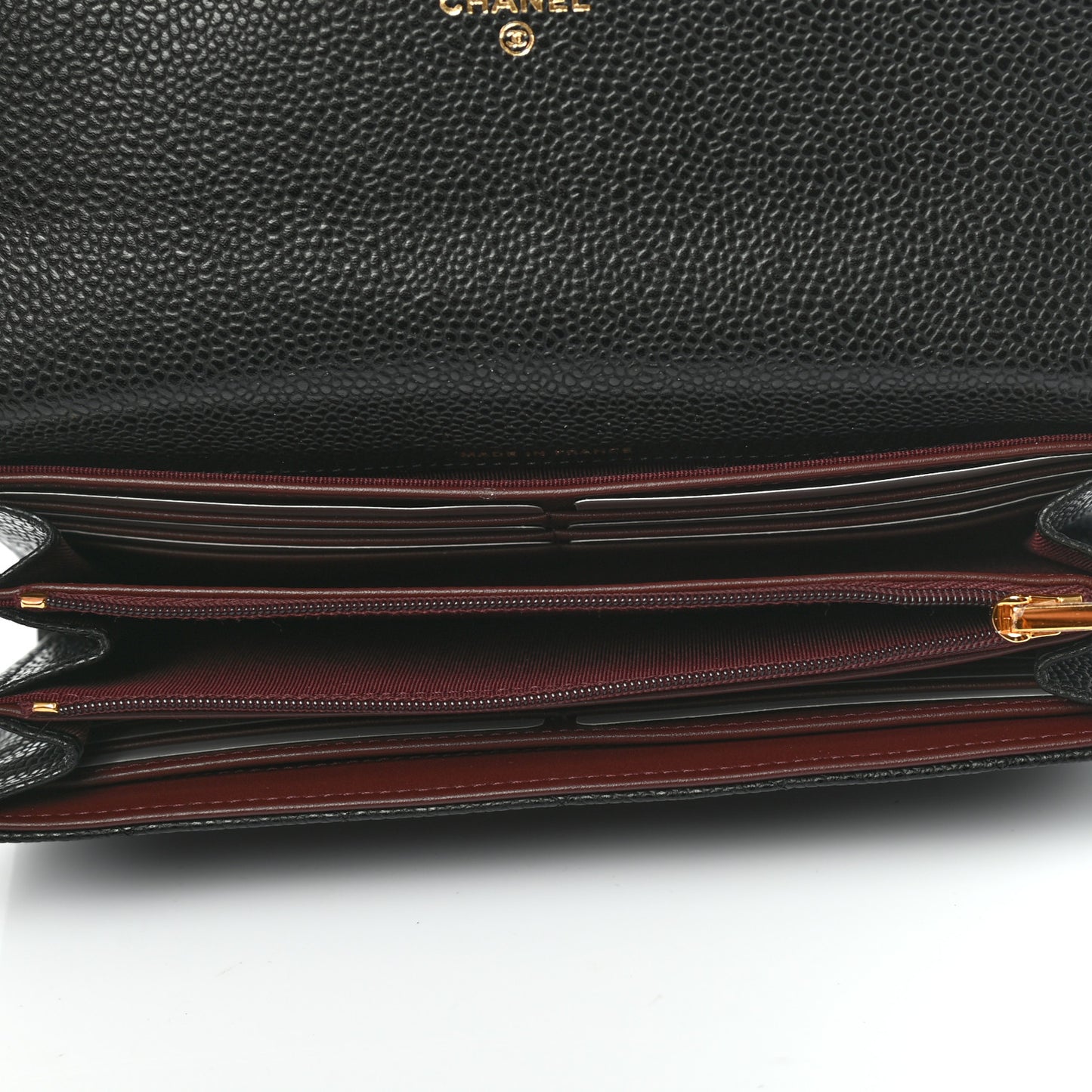 Caviar Quilted Large Gusset Flap Wallet Black