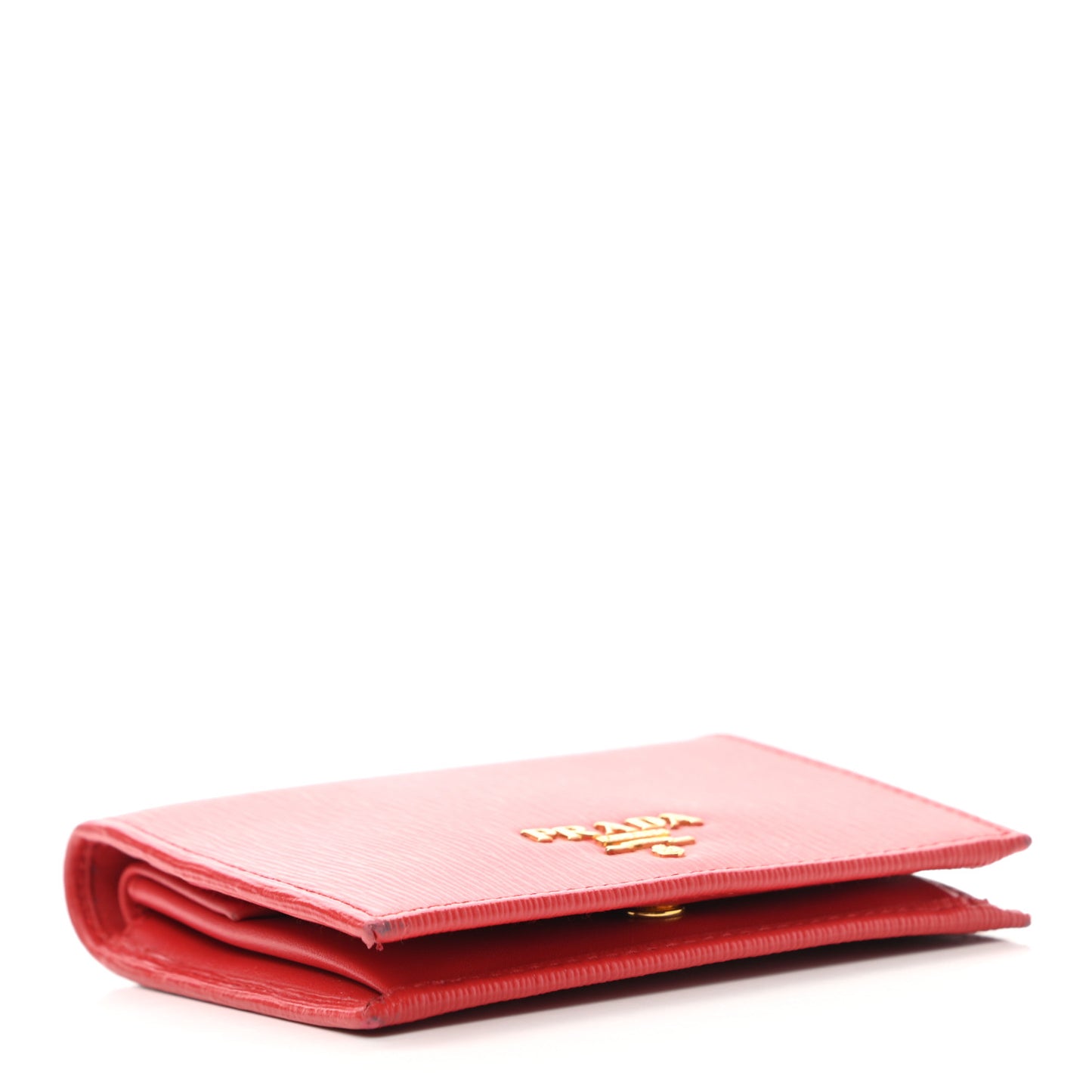 Saffiano Metal Compact Snap Bi-Fold Wallet Fuoco