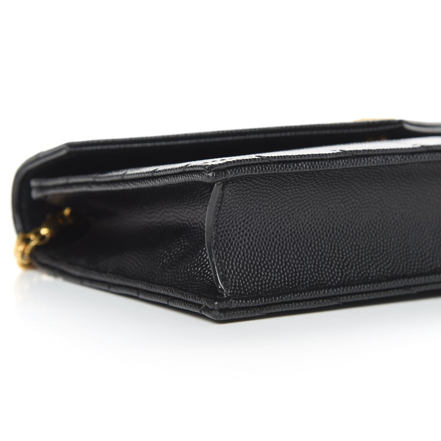 Saint Laurent Grain De Poudre Matelasse Chevron Monogram Envelope Chain Wallet Black 9 of 11