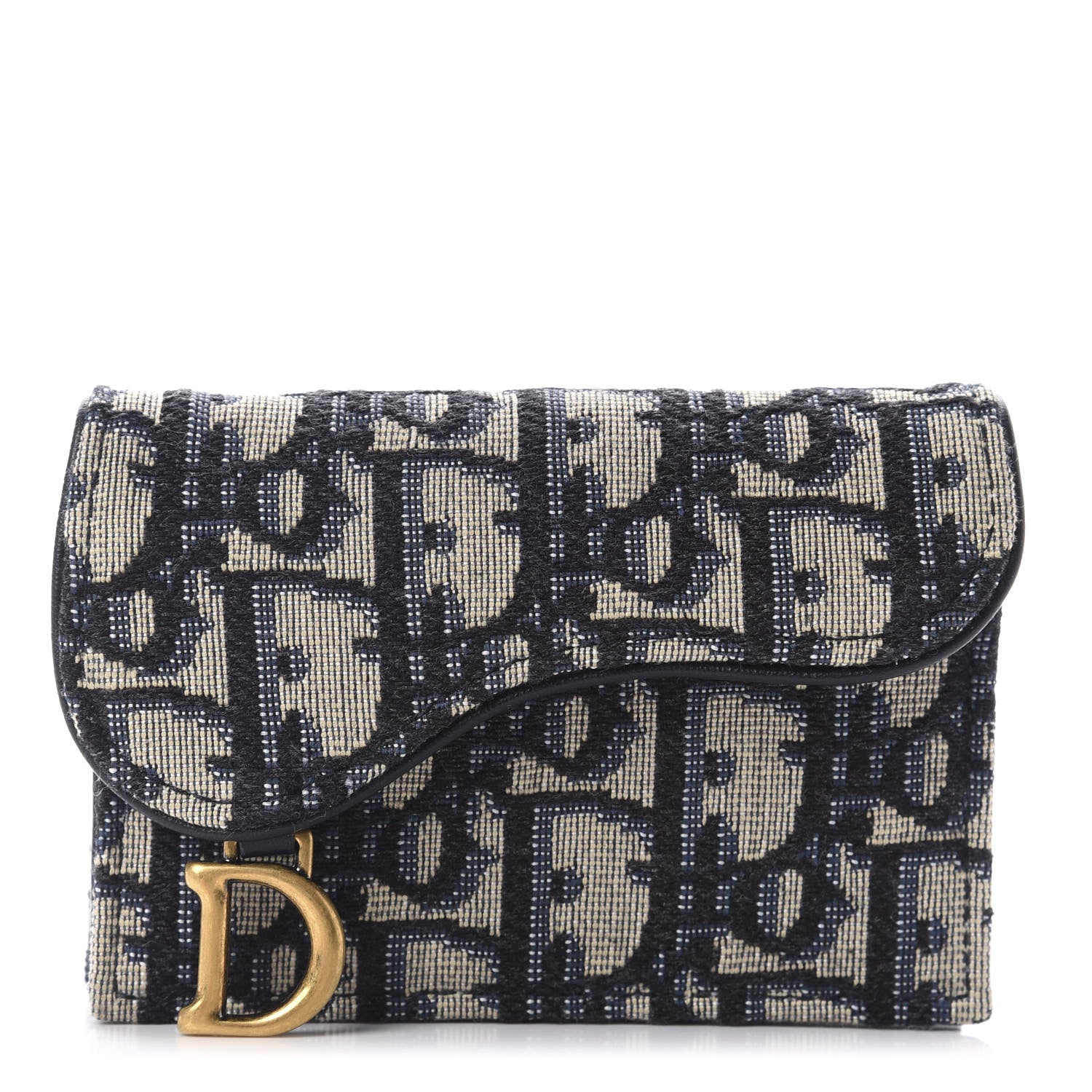 Christian Dior Oblique Saddle Card Holder Blue 1 of 8