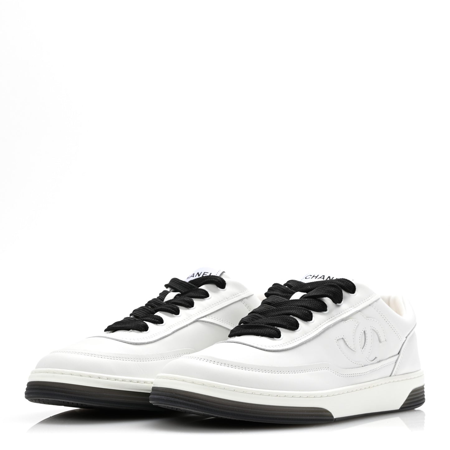 Calfskin CC Womens Sneakers 40 White Black