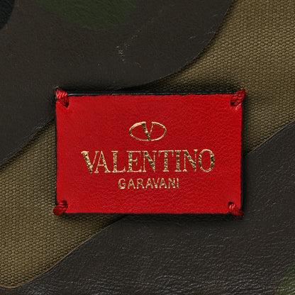 Valentino Garavani Nappa Canvas Camouflage Rockstud Wristlet Clutch Verde Rouge 7 of 7
