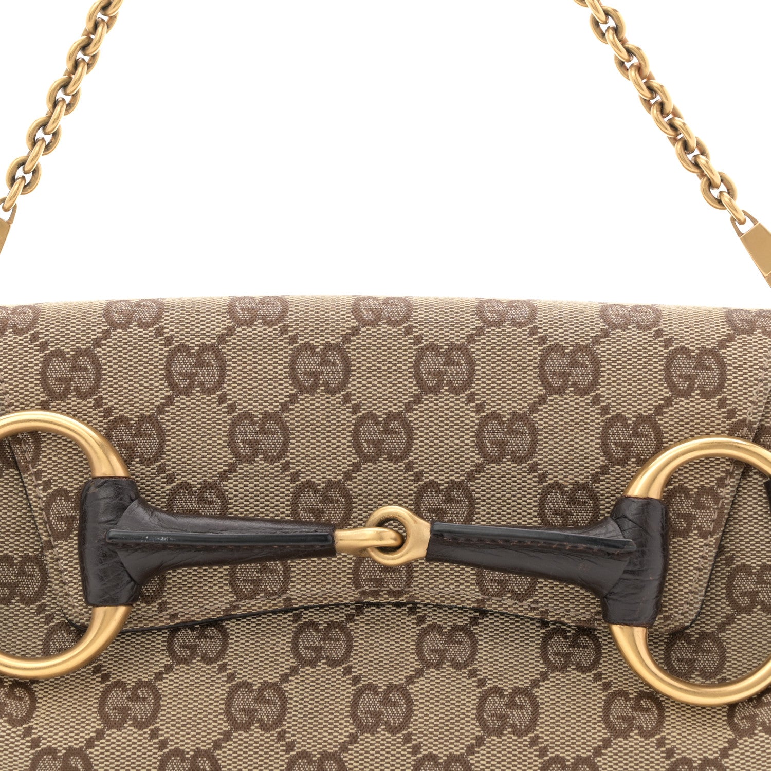 Gucci Monogram Horsebit Clutch Dark Brown 8 of 10