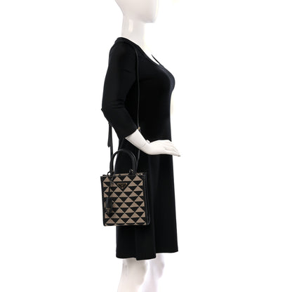 Prada Jacquard Saffiano Triangolo Symbole Embroidered Micro Tote Black Corda 2 of 8