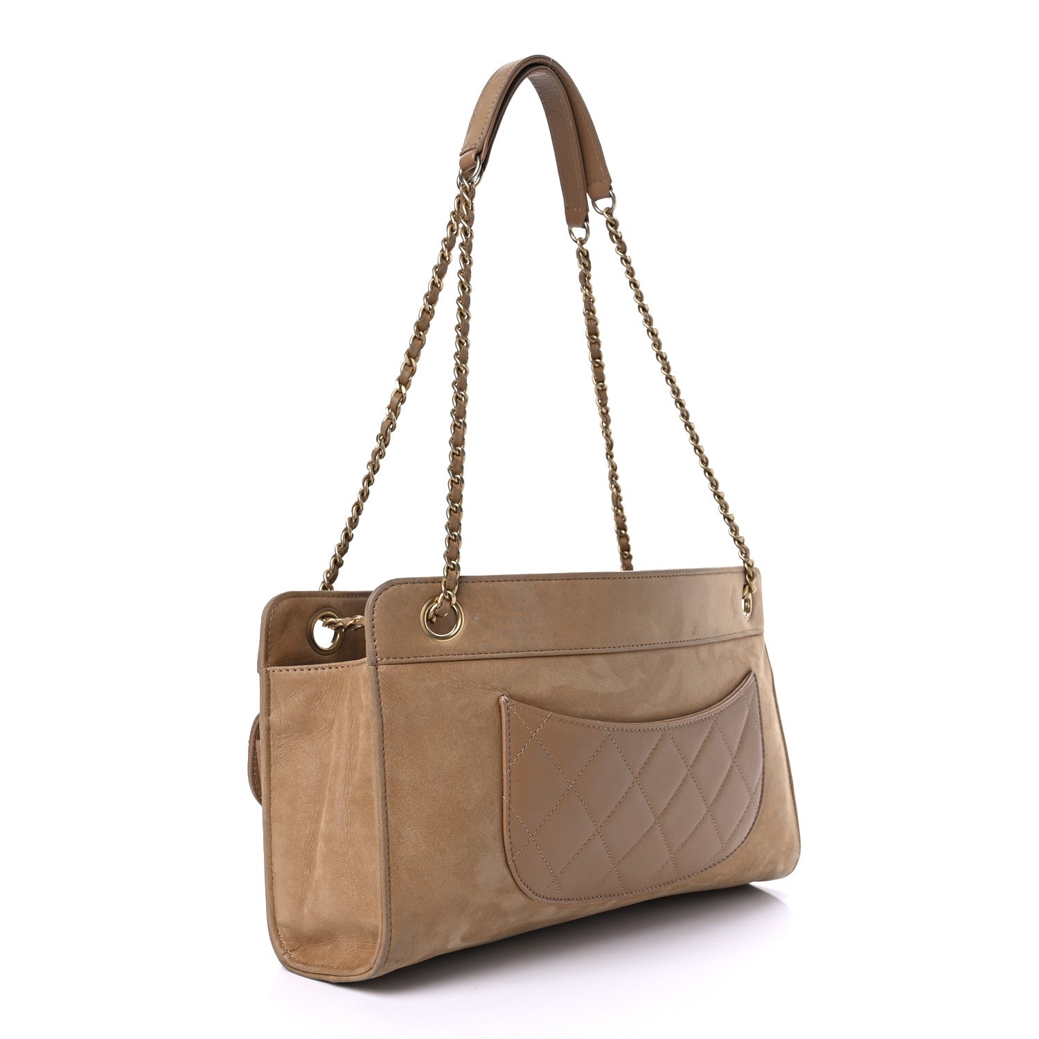 Chanel Iridescent Calfskin Chic Quilt Quilted Front Pocket Shoulder Bag Beige 2 of 9