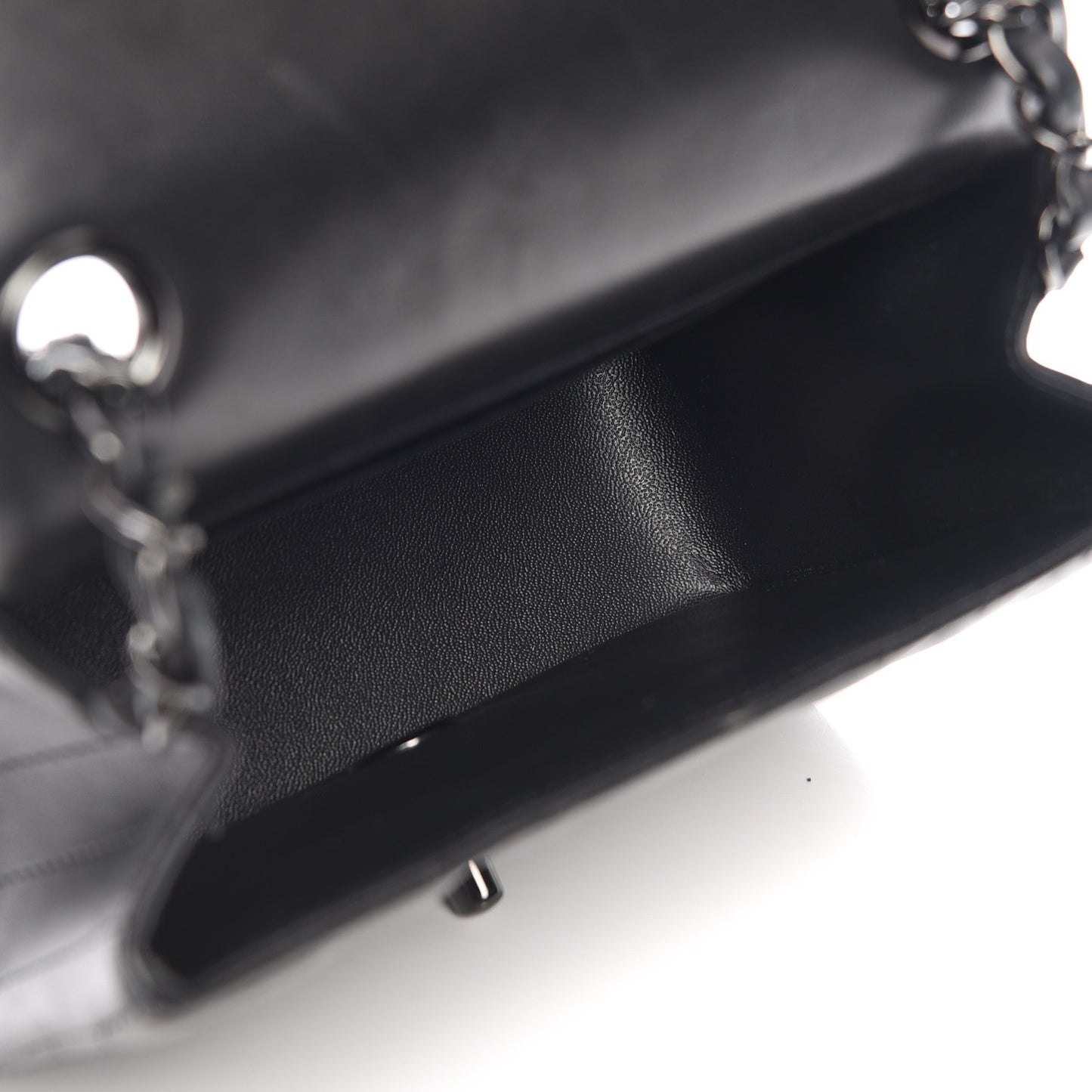 Lambskin Chevron Quilted Mini Square Flap So Black