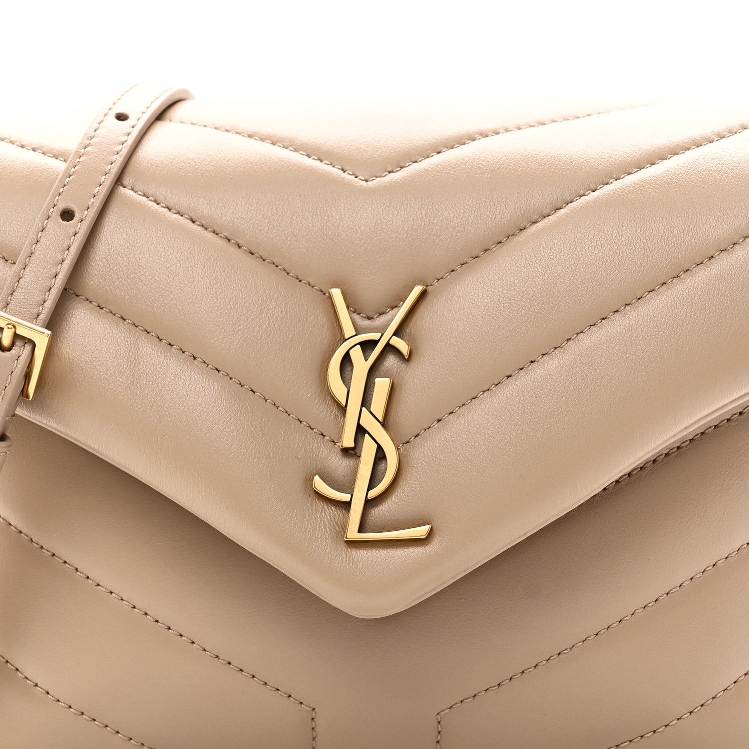 Saint Laurent Calfskin Y Quilted Monogram Toy Loulou Crossbody Bag Dark Beige 8 of 11