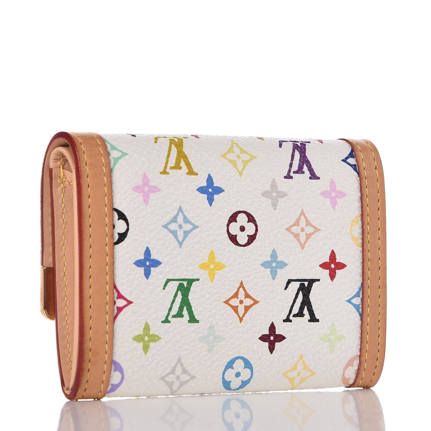 Monogram Multicolor Porte-Monnaie Plat Coin Purse White