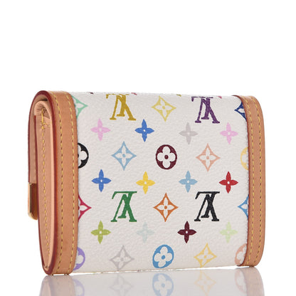Louis Vuitton Monogram Multicolor Porte-Monnaie Plat Coin Purse White 3 of 6