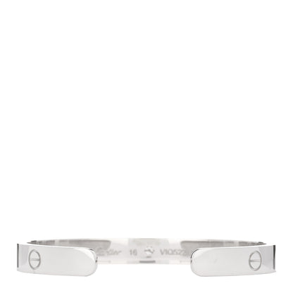 Cartier 18K White Gold 1 Diamond LOVE Cuff Bracelet 16 2 of 4