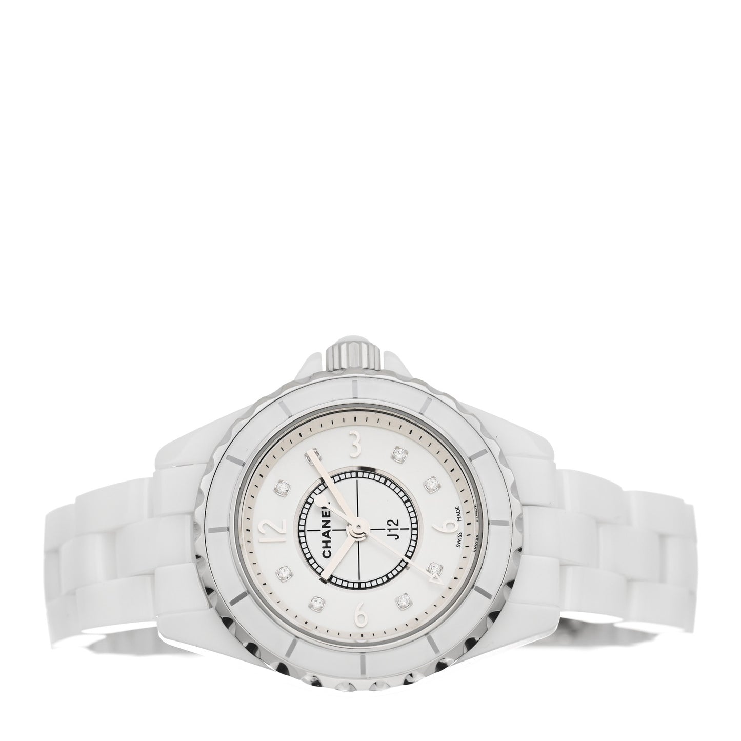Stainless Steel Ceramic Diamond Mother of Pearl 29mm J12 Quartz Watch White