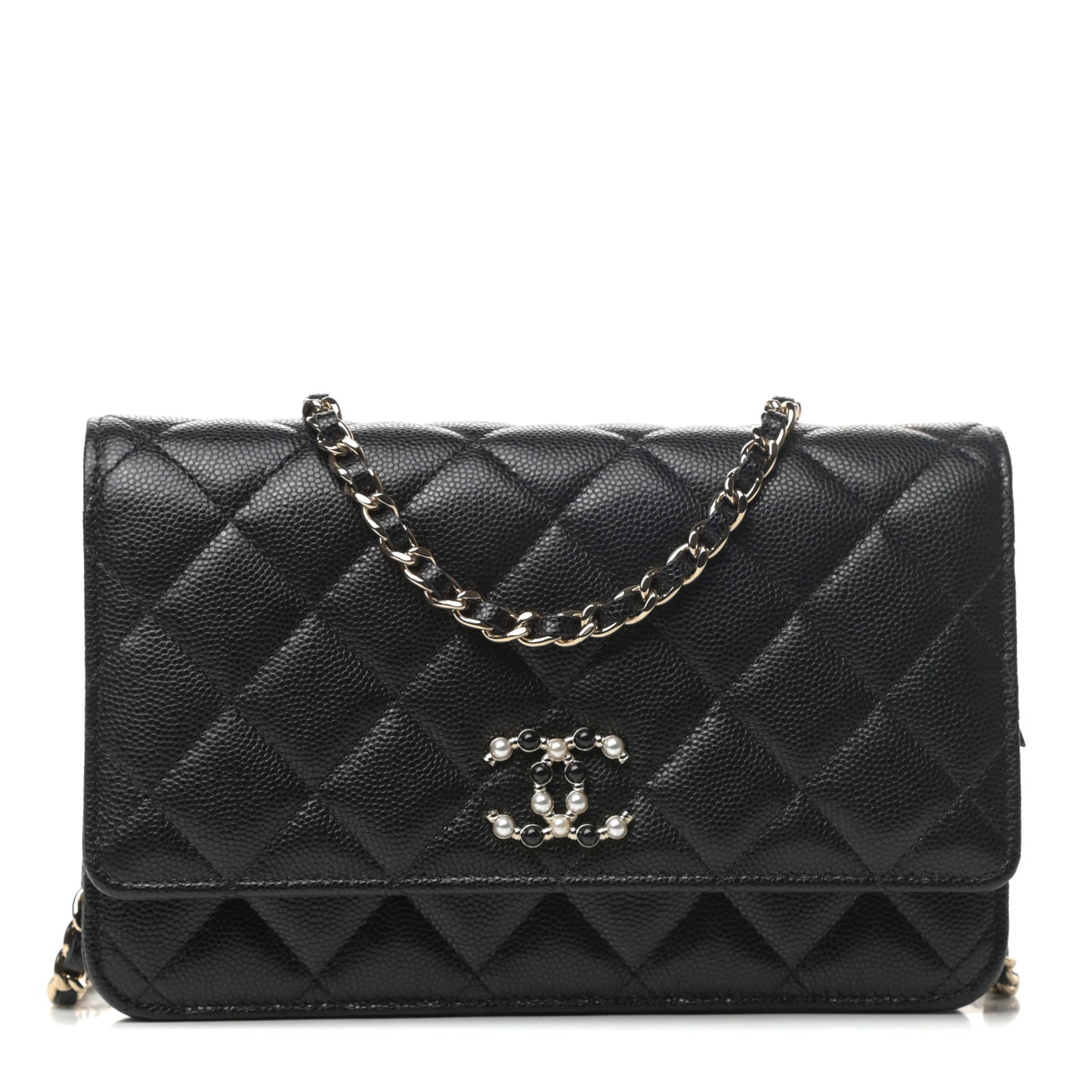 Caviar Quilted Coco Candy Wallet On Chain WOC Black