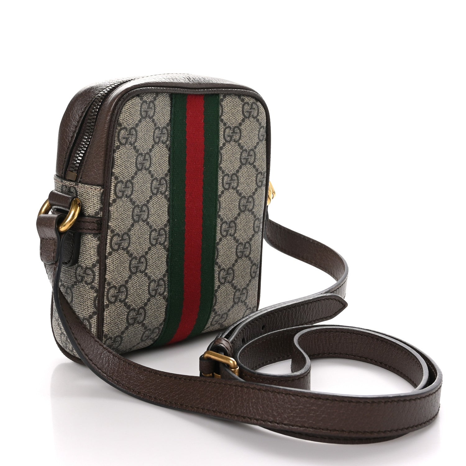 Gucci GG Supreme Monogram Web Mini Ophidia Messenger Brown 3 of 10