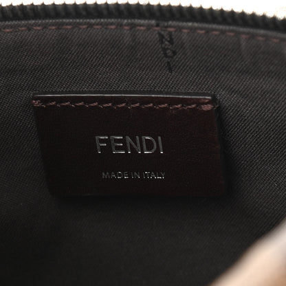 Fendi Glazed Fabric Vitello Century FF 1974 Stamp Patch Mens Pocket Belt Bag Mogano Panna Black 6 of 10