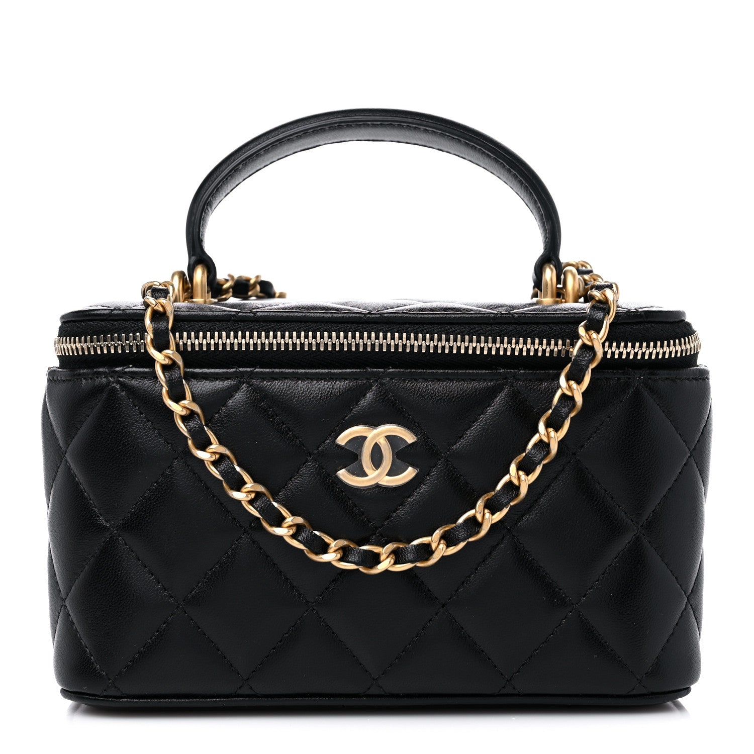 Chanel Lambskin Quilted Small Top Handle Vanity Case With Chain Black 1 of 10