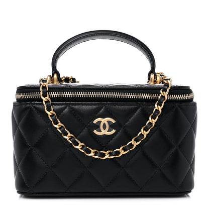 Chanel Lambskin Quilted Small Top Handle Vanity Case With Chain Black 1 of 10