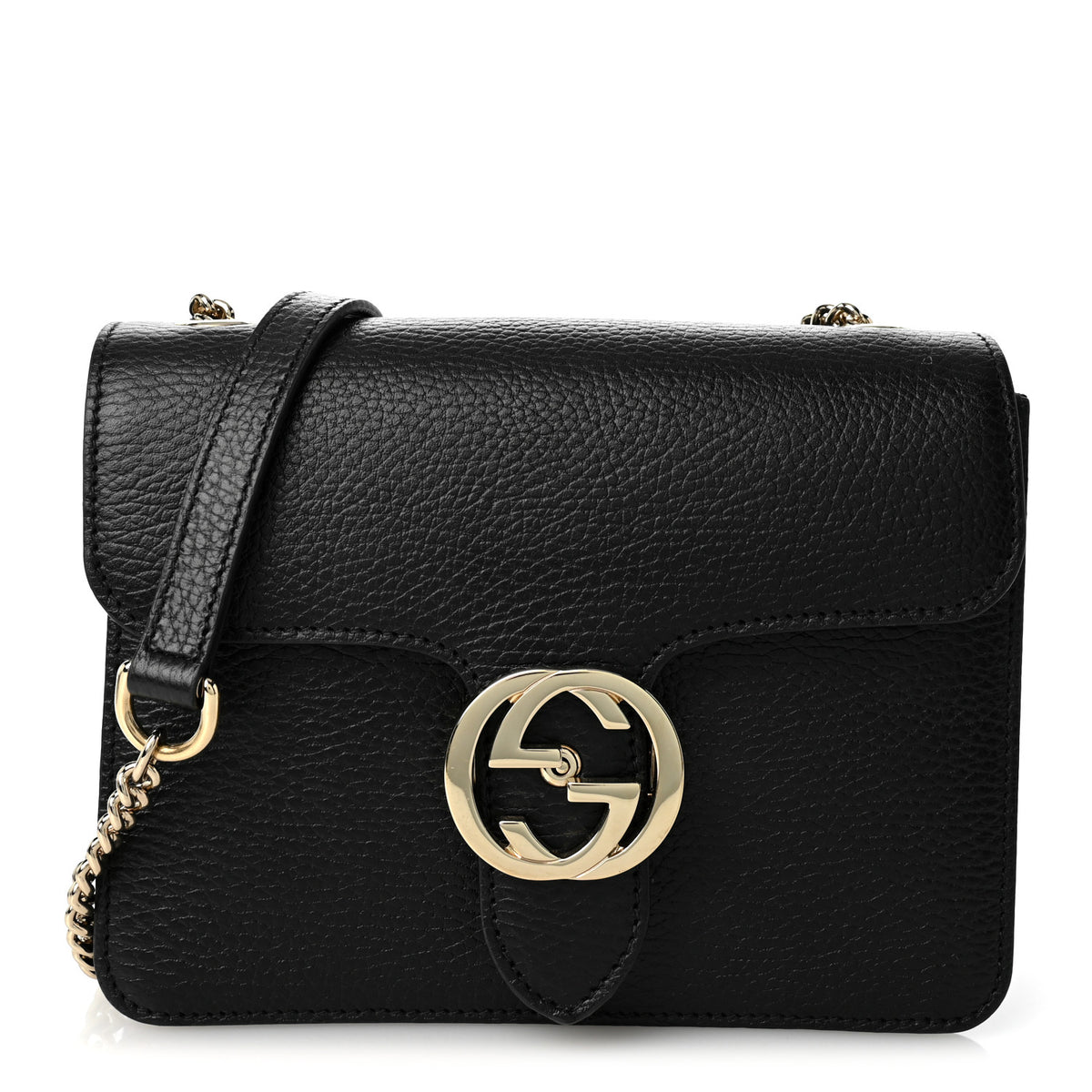 Dollar Calfskin Small Interlocking G Shoulder Bag Black