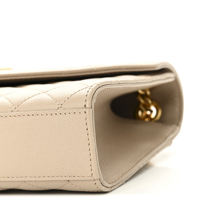 Saint Laurent Grain De Poudre Textured Mixed Matelasse Medium Triquilt Monogram Satchel Dark Beige 9 of 9