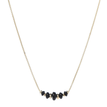 David Yurman 18K Yellow Gold Black Onyx Rio Rondelle Short Station Necklace 1 of 7