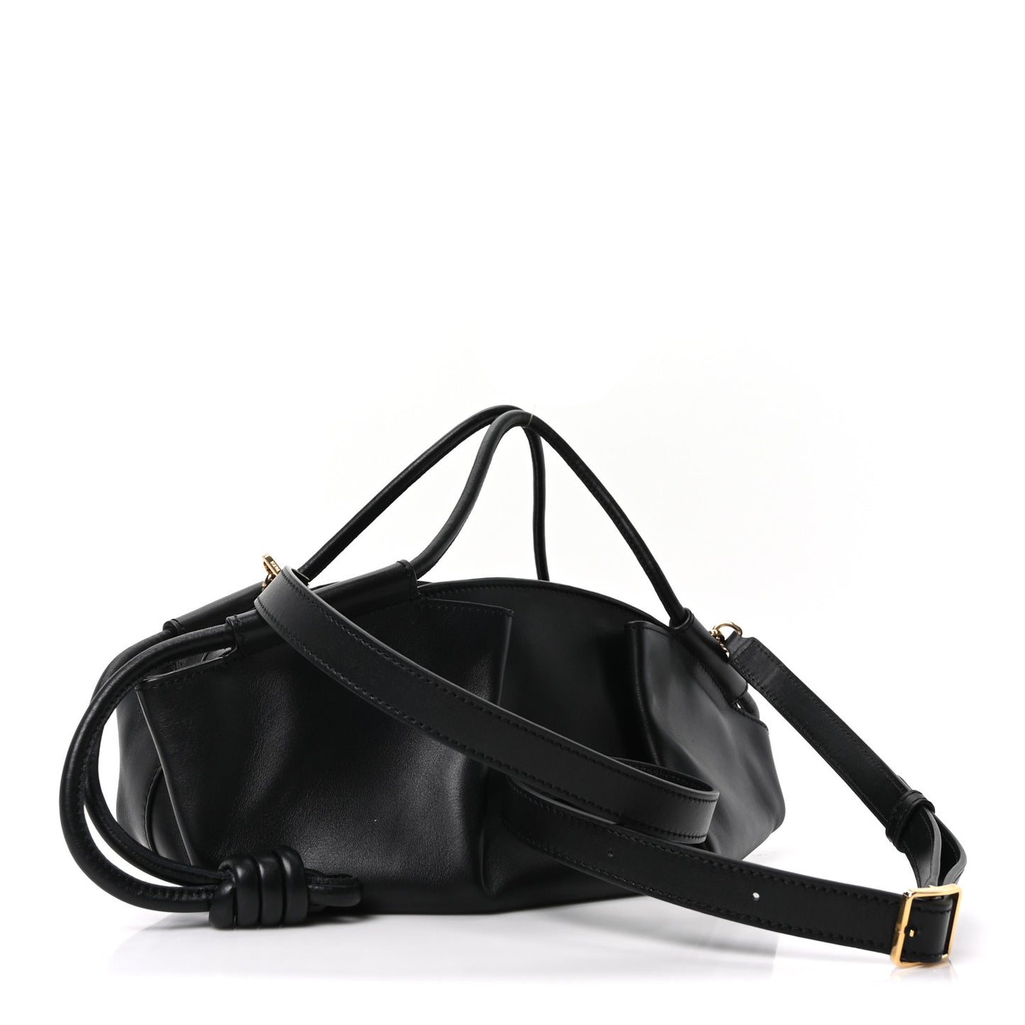 Shiny Nappa Calfskin Small Paseo Bag Black