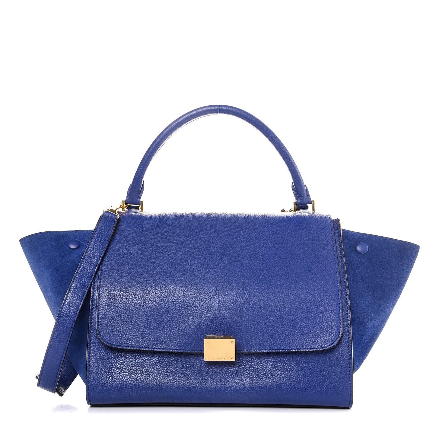 Drummed Calfskin Suede Medium Trapeze Indigo