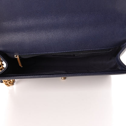 Chanel Caviar Quilted New Medium Boy Flap Dark Navy Blue 5 of 10