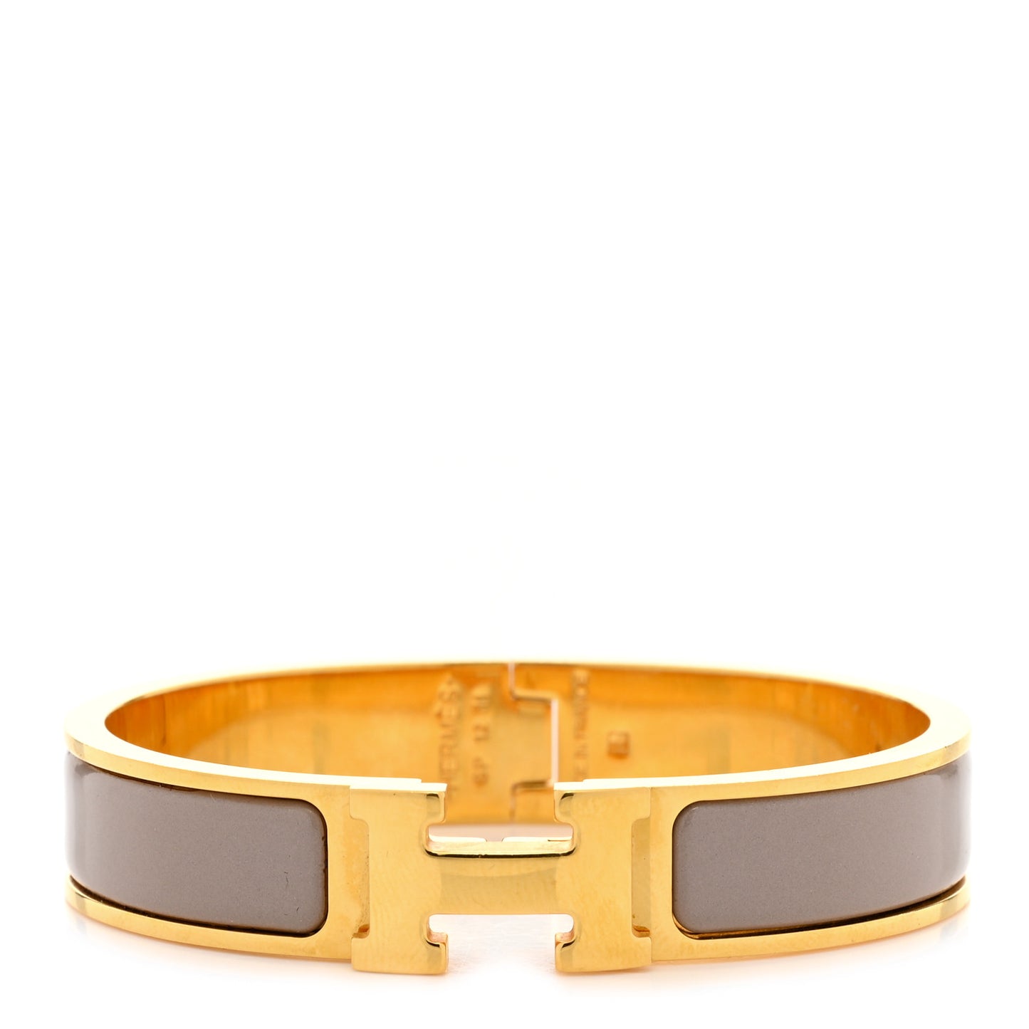 Enamel Narrow Clic Clac H Bracelet PM Marron Glace
